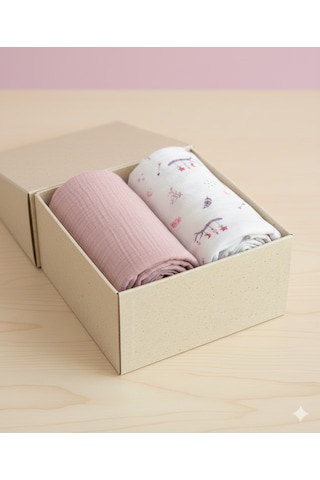 Organik Müslin Bebek Battaniyesi 2'li Set Pembe