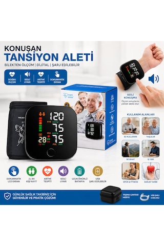 Bilek Ölçüm 7x8.3cm Usb Sarjlı - Dijital Konuşan Tansiyon Aleti Bk-606 4801
