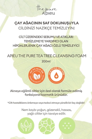 Missha Nonco Tea Tree Cleansing Foam Sivilceli Ciltler için Çay Ağacı İçeren Yüz Yıkama Köpüğü 130 ML