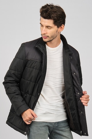 Daynax Erkek Içi Kürklü Deri Biyeli Kapitone Kaban 4924000 Siyah-Siyah
