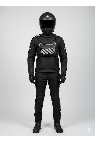 Reflektörlü Lüx Kırmızı Göğüs Çantası Çok Cepli, Ayarlanabilir, Şık Ve Dayanıklı Siyah