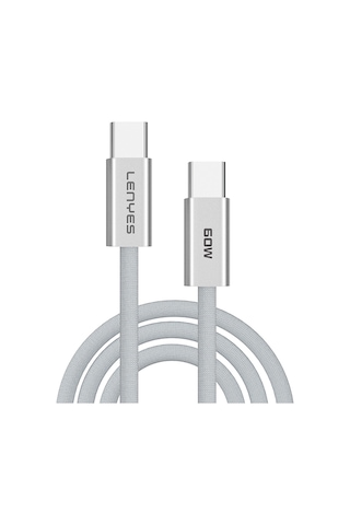 Lenyes Lc551 Type-c To Type-c Pd Örgü Tasarımlı Hızlı Şarj Özellikli Şarj Kablosu 60w 1m Beyaz Beyaz