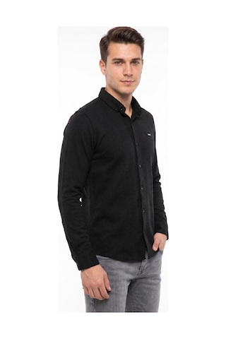 Foterman Erkek Spor Slim Fitt Uzun Kol Gömlek Bgl-st05439 Siyah