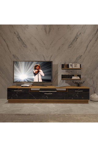 Decoraktiv Trio 4 Mdf Tv Ünitesi Tv Sehpası Pera - Siyah Mermer