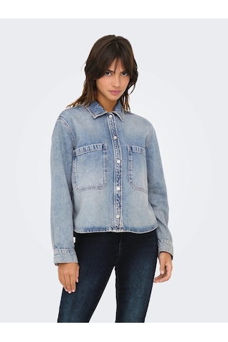 Name It Only Onlcassie Ls Ovs Kadın Denim Gömlek 15329891 Mavi