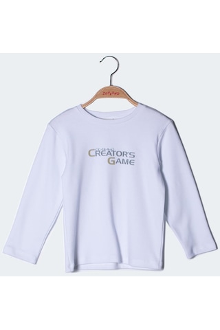Zeyland Erkek Çocuk Yazı Baskılı Uzun Kollu T-Shirt-Beyaz