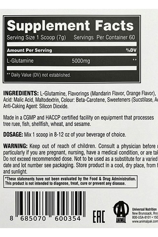 Animal 100% Pure L-glutamine Mandaline Portakal Aromalı Mango