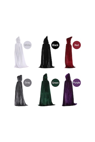 Hangfox Çocuklar İçin L 110cm Bordo Yumuşak Kadife Şapkalı Palto - Halloween Kostümü, Cosplay Partisi, Rol Oynama Aleti Unisex