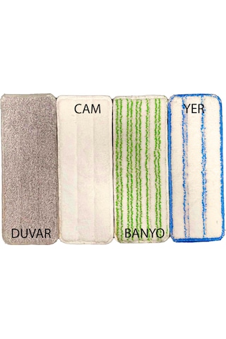 Best Mikrofiber 4'lü Tablet Mop Yedek Bezi Çift Tırnak 33 12,5 Cm
