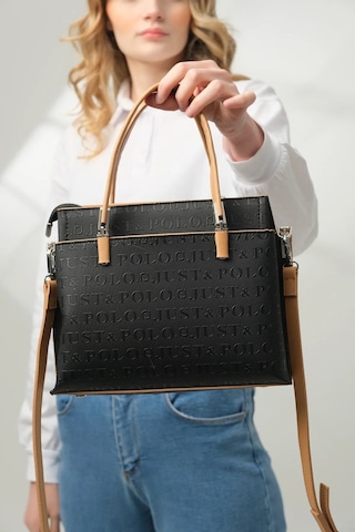 Just Polo Orijinal Kadın Orijinal Ayarlanabilir Askılı Lüks Tasarım El & Omuz Çantası Shoulder Bag Shopper 25 X 22 Cm Siyah Camel