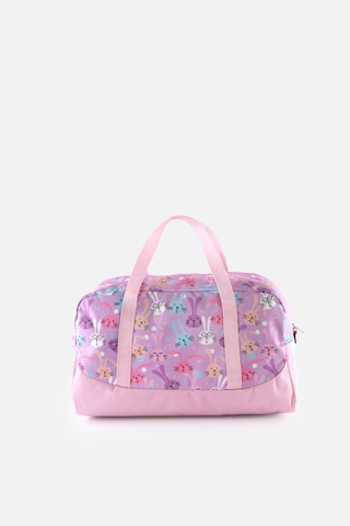 İcone Bag Baskılı Spor Çanta, Cepli Spor Çanta, Fermuarlı Detaylı Çocuk Spor Çanta, Açık Pembe