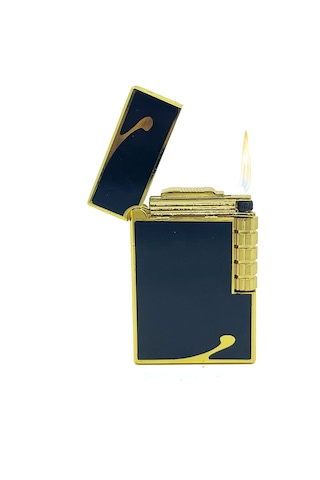 Dupont Tarzı Metal Çakmak Soft Flame Mum Alev - Black Gold