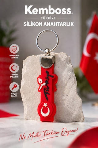 Türkiye Yazılı Silikon Anahtarlık Araç Motosiklet Ev Ofis Anahtarlığı Kırmızı