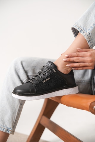 Garantili D0703 Günlük Ortopedik Kadın Sneaker Spor Ayakkabı Siyah