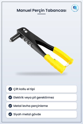 Perçin Tabancası Manuel Çift Kollu El Tipi Metal Levha Perçinleme