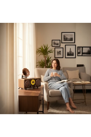 Rt-748a Nostaljik Gramafon Görünüm Radyo,şık Tasarım Ahşap Trend Nostalji Radyo