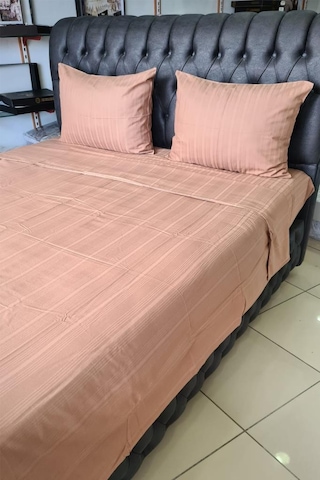 Satin Kinox Armürlü Çift Kişilik Nevresim Takımı Kahverengi Kahverengi