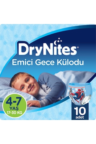 Drynites Erkek Emici Gece Külodu 17-30 KG 4-7 Yaş 10 Adet
