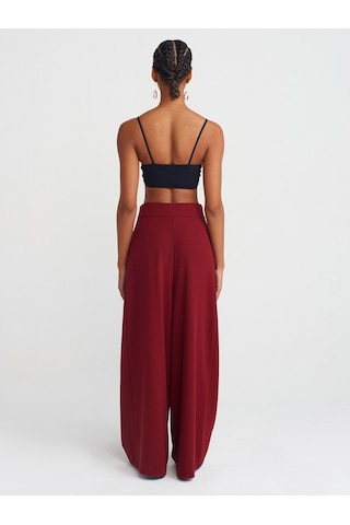 Dilvin 71585 Pensli Kısa Paça Pantolon Bordo