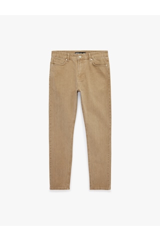 Koton Normal Bel Cepli Pamuklu Slim Fit Jean Pantolon - Brad Jean Deve Tüyü 6sam40336nd Taba