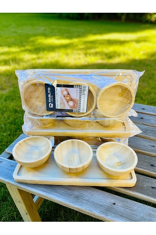 Bambu Sunumluk 4 Parça Set 3 Adet X 4 Cm Kase Derinliğ X 18 Tabak