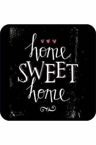Siyah Home Sweet Home Banyo Halısı Klozet Paspas Seti Bs301n11