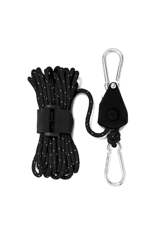 Yifomall Kamp Tenteği/perde Sabitleyici - Alüminyum Blok Zıplayıcı - 4mm Kalın Nylon Teli - Hızlı Uzunluk Ayarı - Siyah Küçük Boy Siyah
