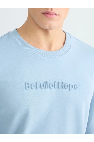Lc Waikiki Mavi Bisiklet Yaka Baskılı Erkek Sweatshirt