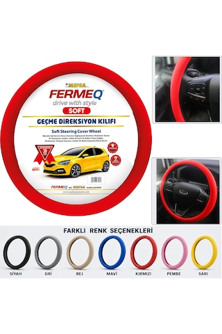 Direksiyon Kılıfı Geçme 38cm Soft Kırmızı Dkg001k Fermeq