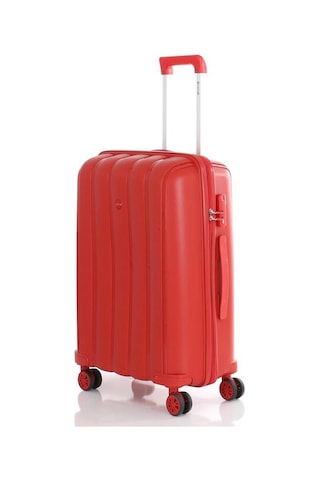Mçs Bavul Orta Ve Kabin 2li Set Kırılmaz Silikon Valiz V305 Kırmızı