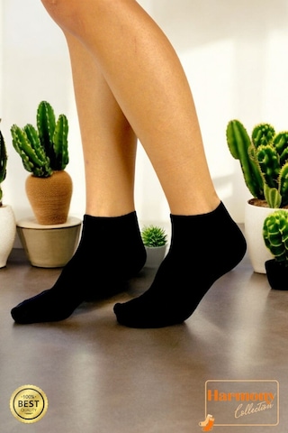 Harmony Collectıon Bambu Erkek Siyah Patik 6 Çift Özel Kutulu Burun Dikişsiz, Premıum Socks