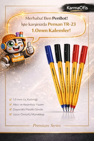 Tr-23 1.0 Mm Tükenmez Kalem Seti 6 Lı Mavi, Siyah, Kırmızı 6'lı Set