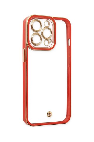 Cosmotex Newface Apple, Uyumlu iPhone 13 Pro Kılıf Liva Lens Silikon - Kırmızı