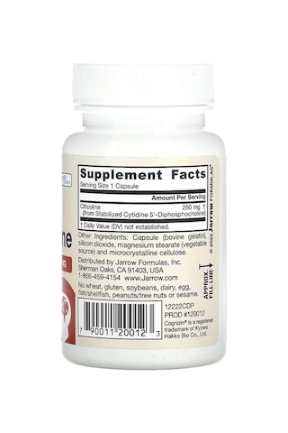Jarrow Formulas, Citicoline, Sitikolin Cdp Choline, Brain Health And Memory 250 Mg, 60 Caps