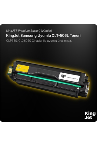 Kingjet Samsung Uyumlu Clt-y506l Yüksek Kapasiteli Sarı Yellow Çipli Uyumlu Toner Clp-680nd
