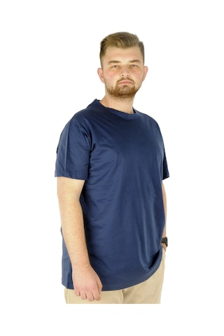Mode Xl Büyük Beden Erkek Tshirt Bisiklet Yaka Basic 20031 Indigo 001