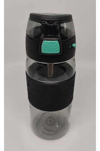 Shotay St-7202 600ml Tritan Siyah Şeffaf Matara Taşıma Aparatlı Siyah