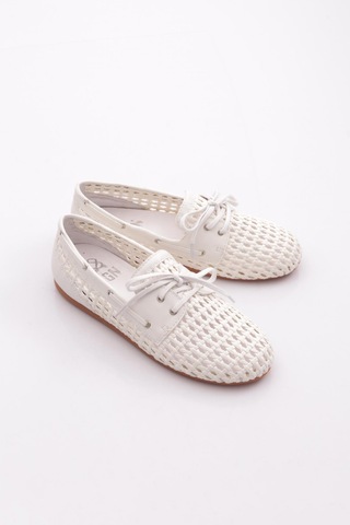 Dgn B00112 Kadin Delikli Oxford Ayakkabi Beyaz