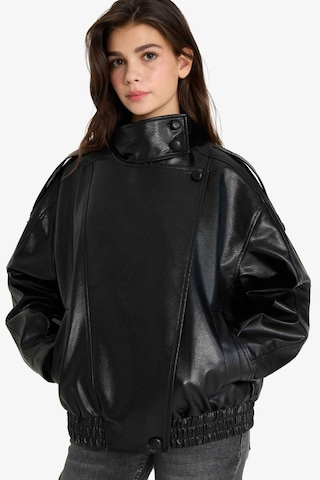 Defacto Dad Fit Dik Yaka Fermuarlı Suni Deri Ceket G4994ax26spbk81 Siyah-bk81