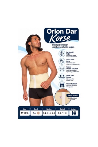 Orlon Dar Korse Unisex Bel Ve Karın Destek Korsesi M 1006 - Rylks Standart