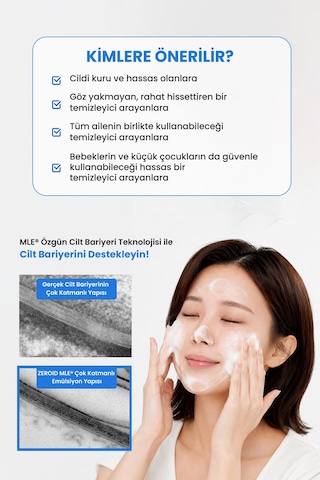 Kuru&hassas Ciltlere Hyalüronik Asit İçerikli Nemlendirici Temizleme Köpüğü Zeroıd Foaming Cleanser