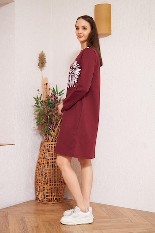 Darlin Moda Bordo Baskılı Düğme Detaylı Tunik DM60346 Bordo