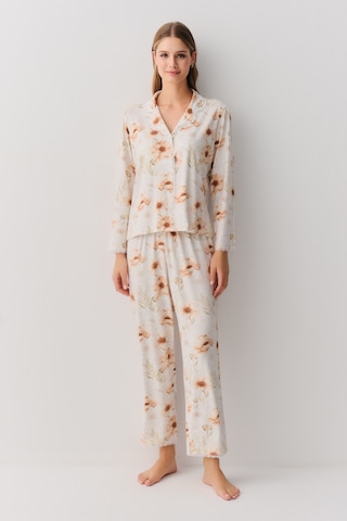 Suwen Sofia Maskülen Pijama Takımı Sh26221660b338 Ekru Desenli