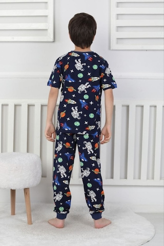 Bunny Hopp Erkek Çocuk Oyun Konsolu Desenli Kısa Kollu Yazlık Pijama Takımı %100 Pamuk Süprem Penye Lacivert