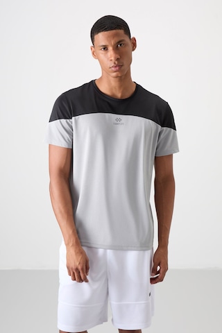 Tommy Life Gri Polyester Nefes Alan Dokulu İnce Esnek Standart Fit Erkek Performans T-shirt - 88386 Gri
