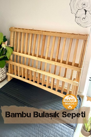El Yapımı Bambu Katlanabilir Tabaklık & Bulaşıklık 43 X 34 Cm