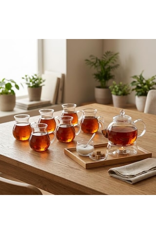 6'li Kulplu Cam Çay Bardağı Seti - Şeffaf Ve Modern Tasarımlı Isıya Dayanıklı Çay Takımı 180ml Diğer
