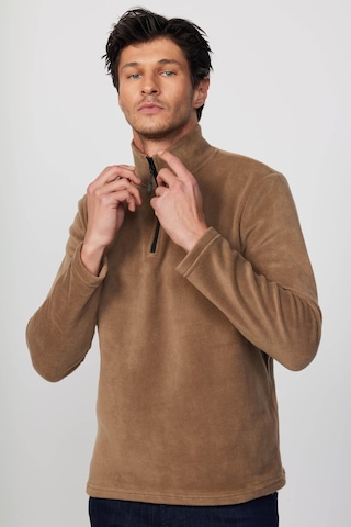 Tudors Erkek Dik Yaka Tüylenme Yapmayan Soğuk Geçirmez Standart Fit Rahat Kesim Haki Polar Sweatshirt -30141-haki Haki