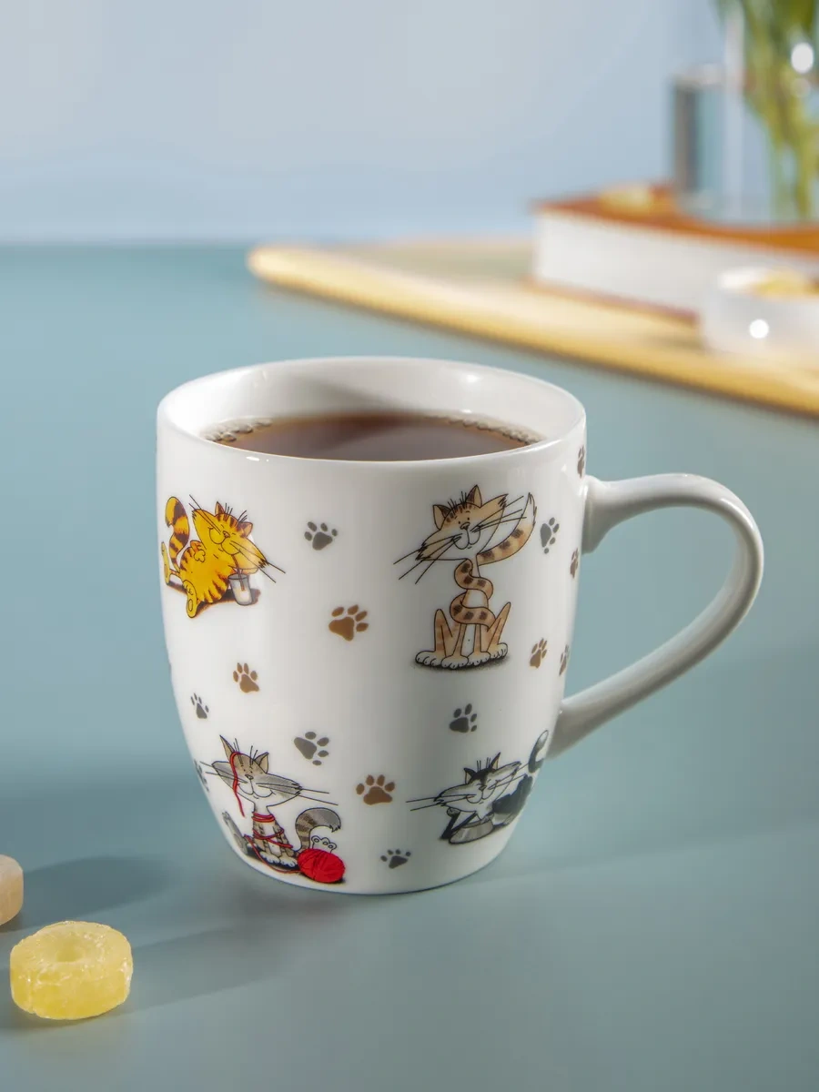 Lefard Çay Ve Kahve İçin "neşeli Arkadaşlar" Porselen Kupa 440 Ml 150597476 Beyaz