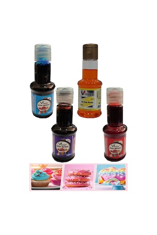 Renkli Gıda Boyası Sıvı 50 Ml 4 Adet Su Bazlı Likit Renkli Sıvı Gıda Boyası Pasta Hamur Boyası Kek Fonda Yüksek Konsantr